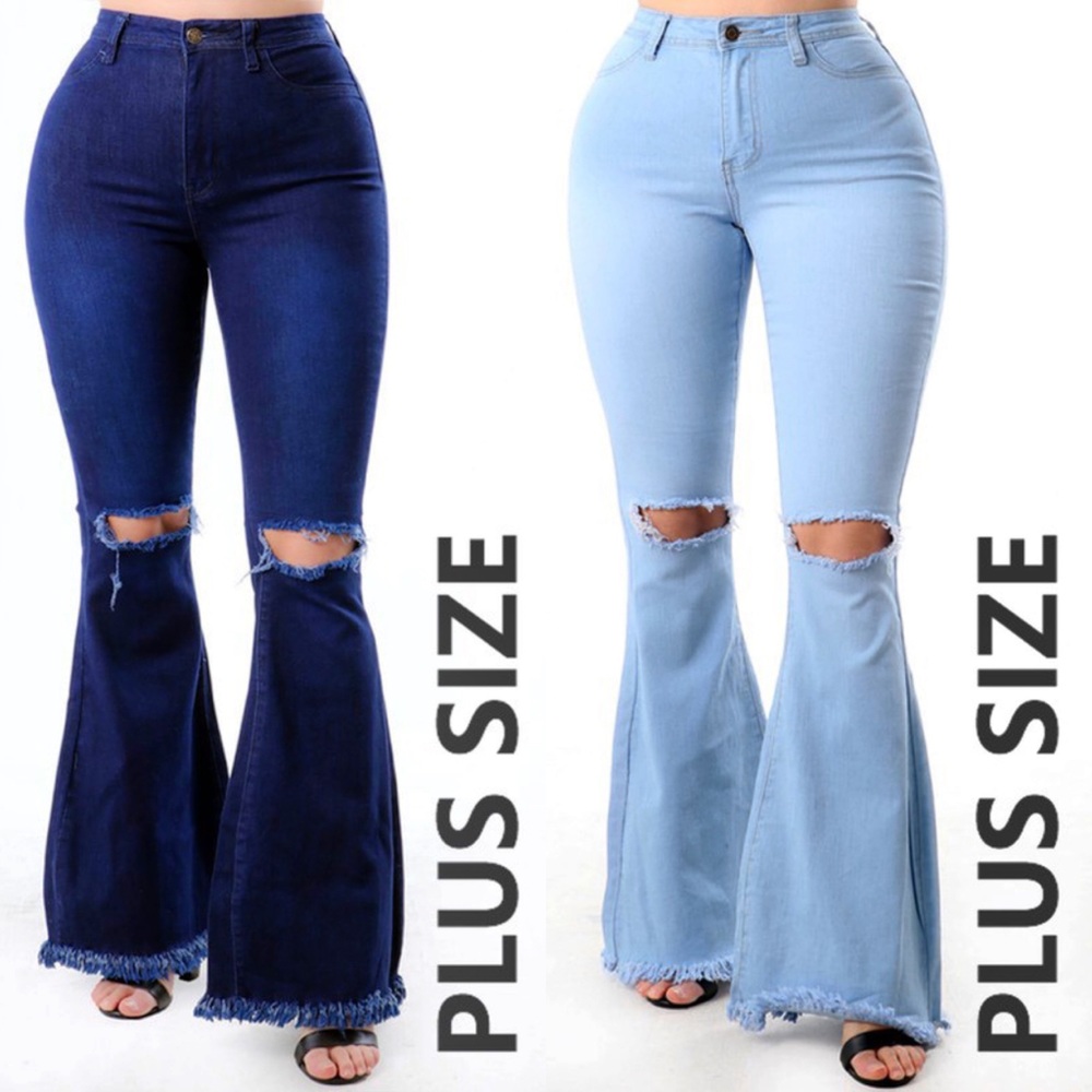 Denim Bell Bottom Jeans Plus Size